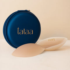 Original Non-Adhesive Silicone Nipple Covers with blue storage case and two beige silicone covers — Talaa | Endless UAE