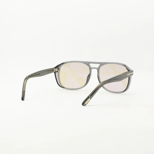 Gray aviator sunglasses with pink-tinted lenses and double bridge detail, shown from rear angle — Tom Ford | Endless UAE