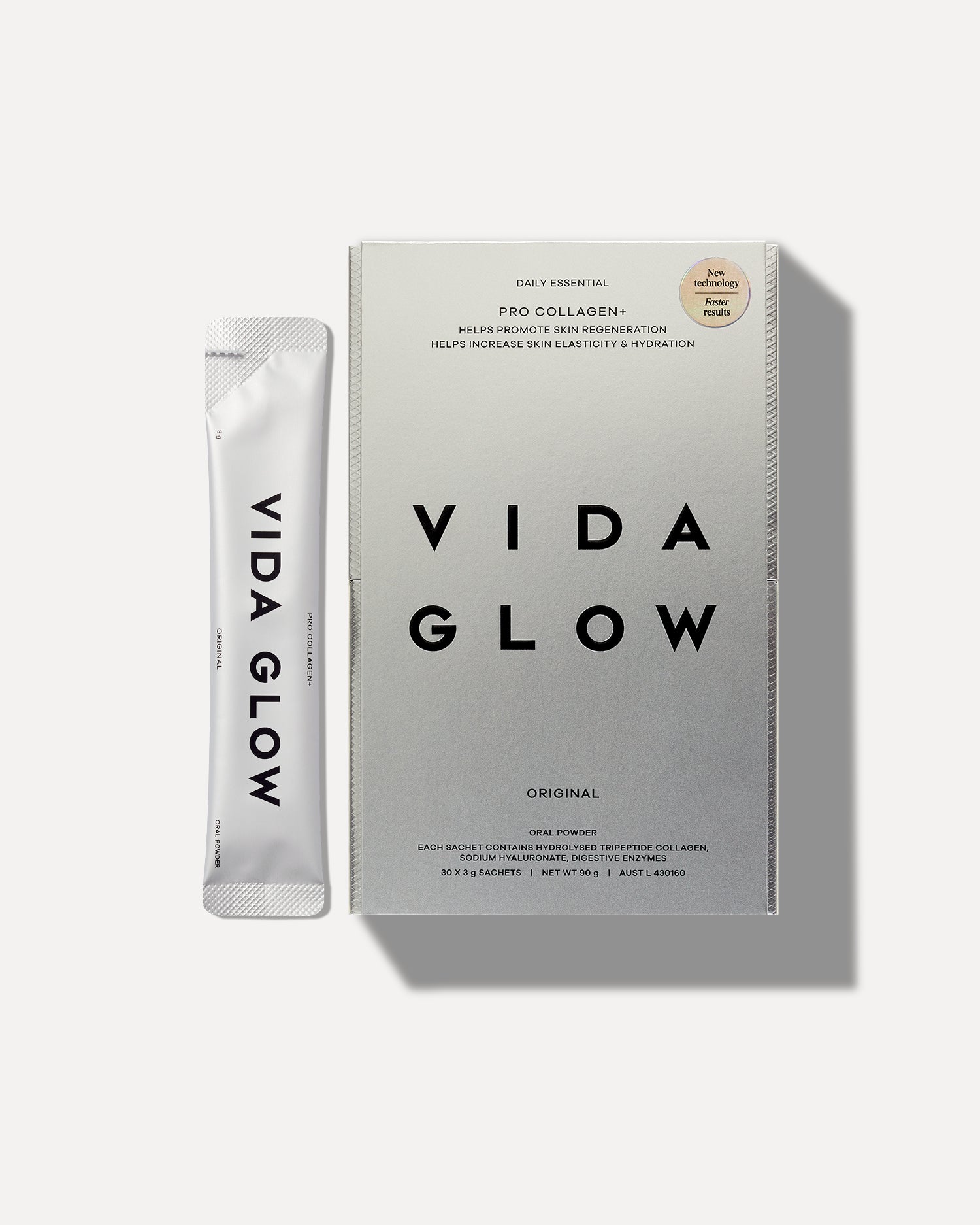 Pro Collagen+ oral powder sachet and box by Vida Glow — Vida Glow | Endless UAE