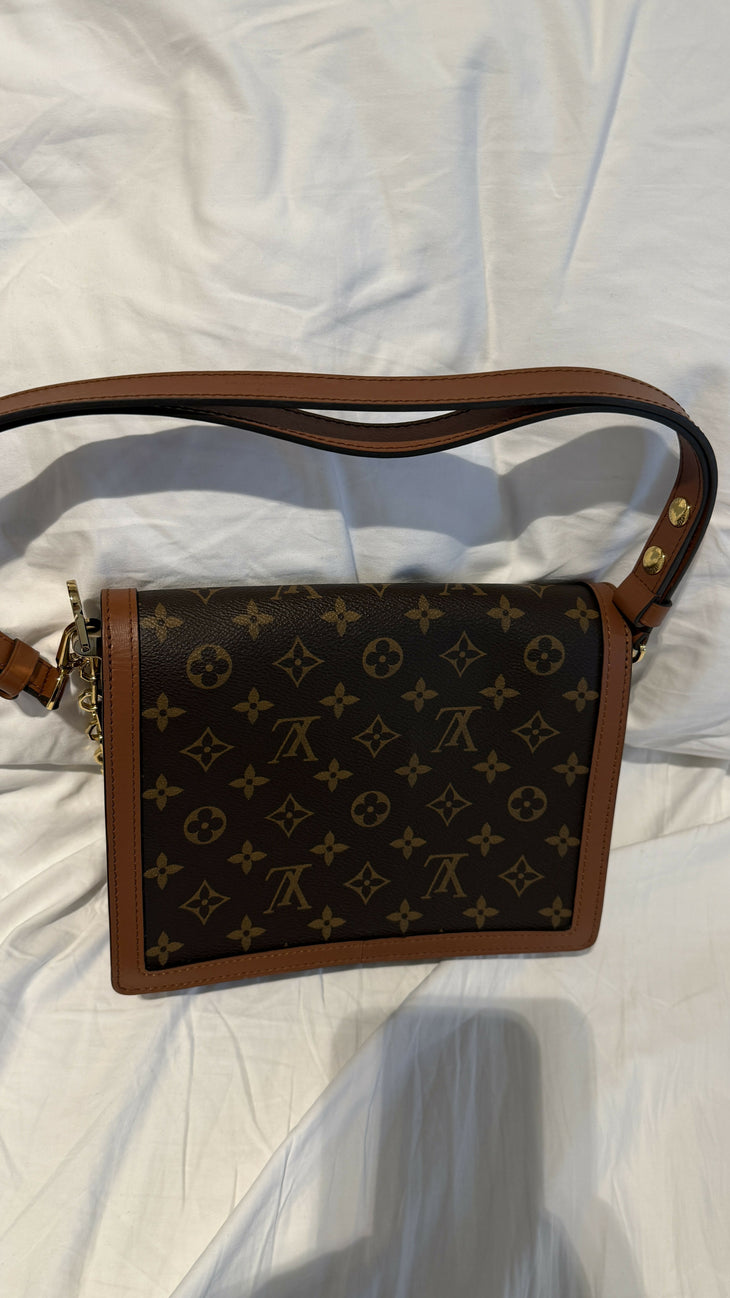 Classic monogram canvas crossbody bag with brown leather trim and adjustable shoulder strap — Louis Vuitton | Endless UAE