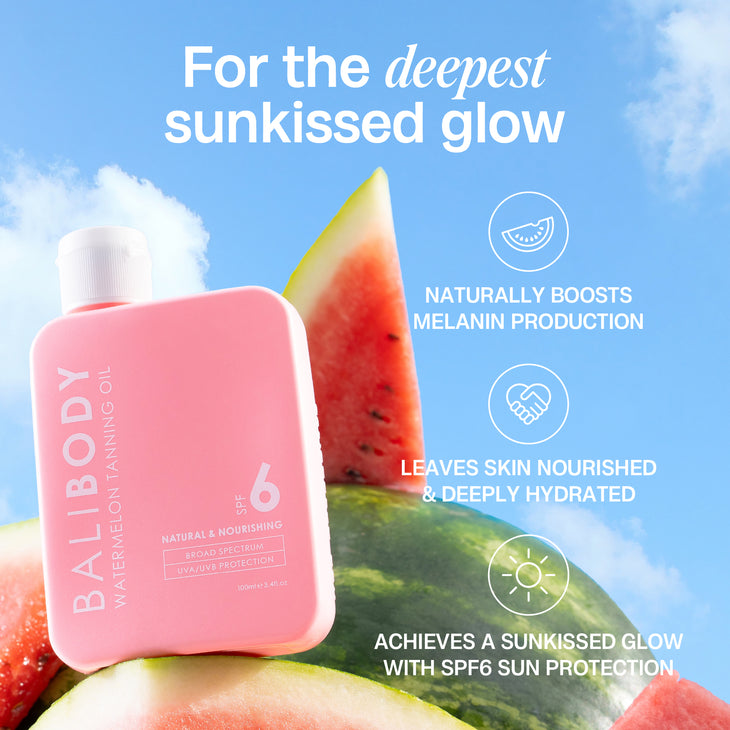 Watermelon Tanning Oil SPF6 with coconut oil and vitamin E — Bali Body | Endless UAE