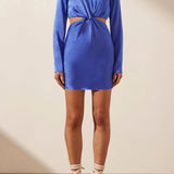 Oliviera Twist-front Mini Dress in Viscose-silk
