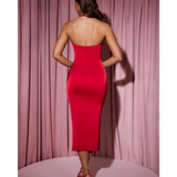 Layered Halterneck Bodycon Midi Dress