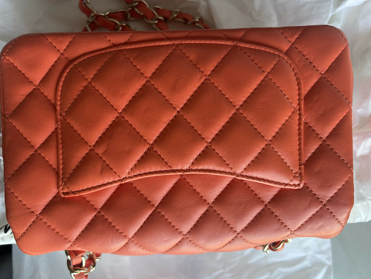 Coral quilted lambskin mini classic handbag with gold CC logo — Chanel | Endless UAE