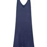 Navy linen sleeveless midi dress with V-neckline and relaxed A-line silhouette — AG Studio | Endless UAE