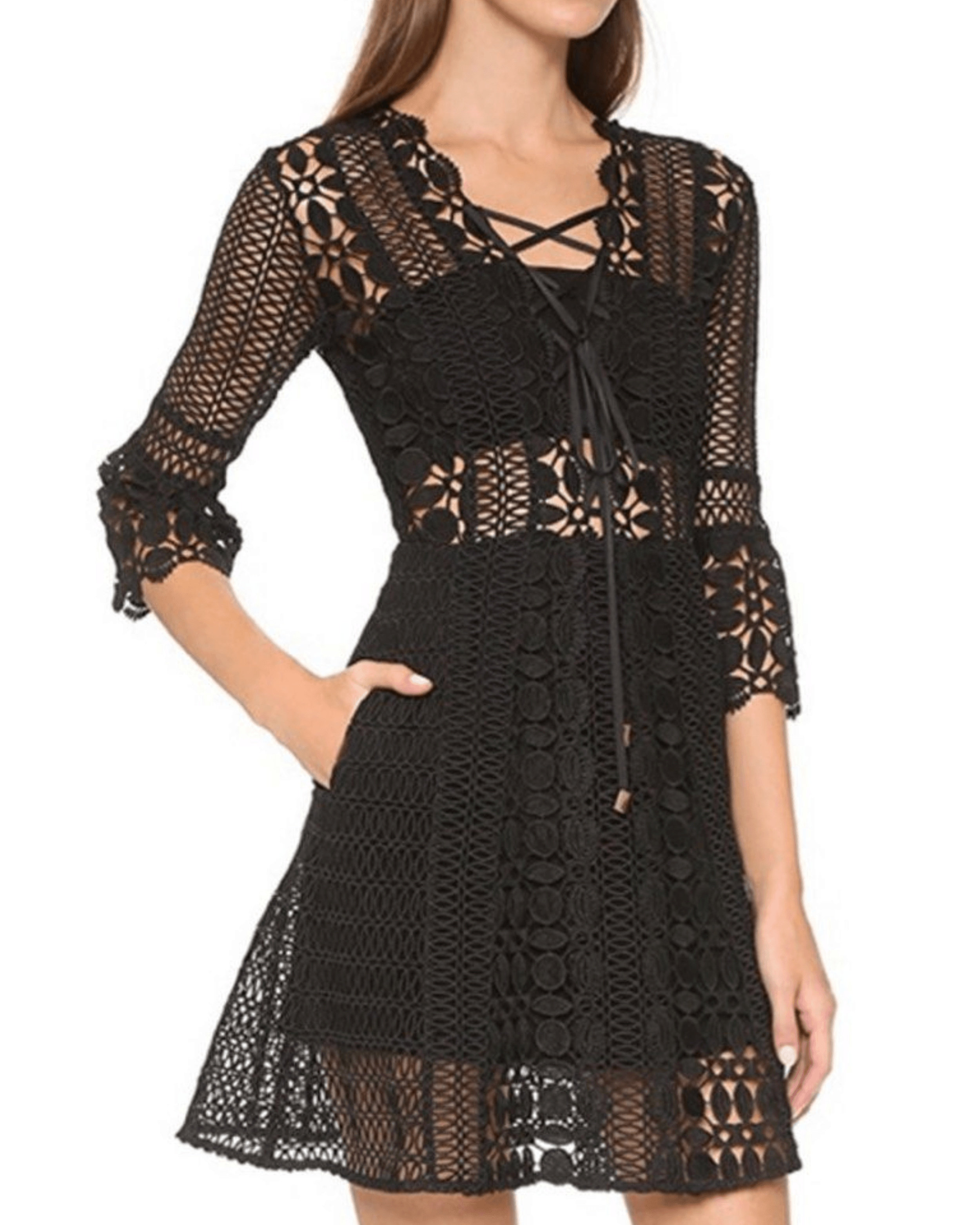 A Line Lace Up Dress - Endless - UAE Rental and Resale for Women's Fashion