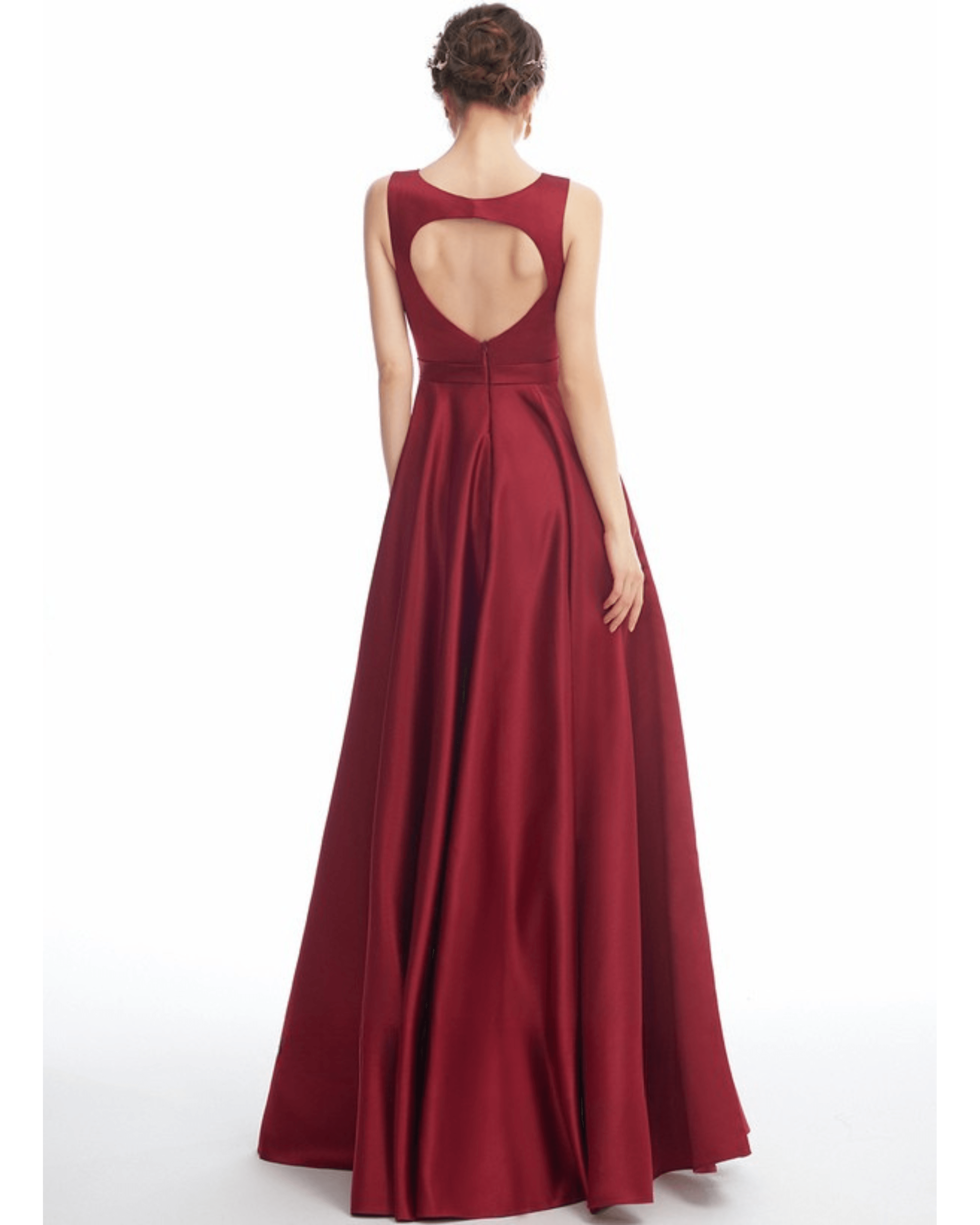 A-line Scoop Floor-Length Satin Bridesmaid Dress - Endless - UAE Rental and Resale for Women's Fashion