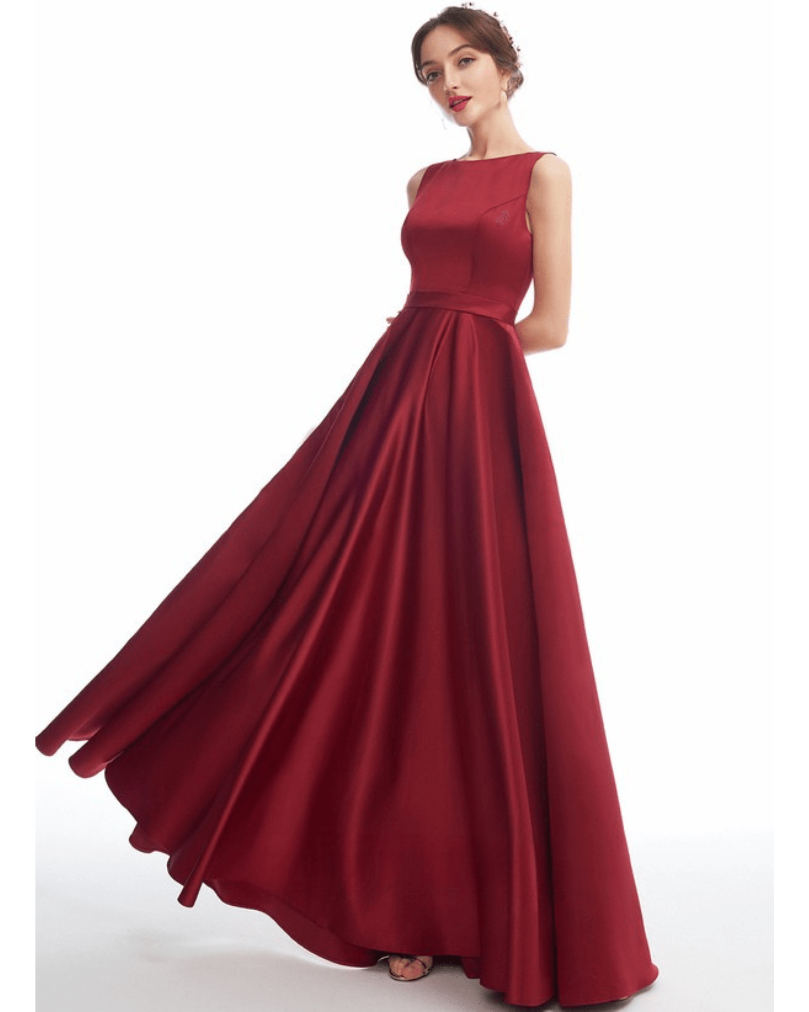 A-line Scoop Floor-Length Satin Bridesmaid Dress - Endless - UAE Rental and Resale for Women's Fashion