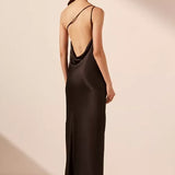 La Lune One Shoulder Cowl Back Maxi Dress