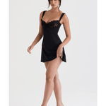 Adriana Black Satin And Lace Mini Dress - Endless - UAE Rental and Resale for Women's Fashion