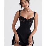 Adriana Black Satin And Lace Mini Dress - Endless - UAE Rental and Resale for Women's Fashion