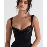 Adriana Black Satin And Lace Mini Dress - Endless - UAE Rental and Resale for Women's Fashion