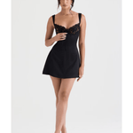 Adriana Black Satin And Lace Mini Dress - Endless - UAE Rental and Resale for Women's Fashion