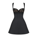 Adriana Black Satin And Lace Mini Dress - Endless - UAE Rental and Resale for Women's Fashion