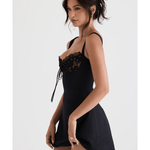 Adriana Black Satin And Lace Mini Dress - Endless - UAE Rental and Resale for Women's Fashion