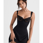 Adriana Black Satin And Lace Mini Dress - Endless - UAE Rental and Resale for Women's Fashion