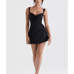 Adriana Black Satin And Lace Mini Dress - Endless - UAE Rental and Resale for Women's Fashion