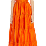 Vera Cut Out Maxi Dress in vibrant orange with tiered skirt and square neckline — Vasiliki | Endless UAE