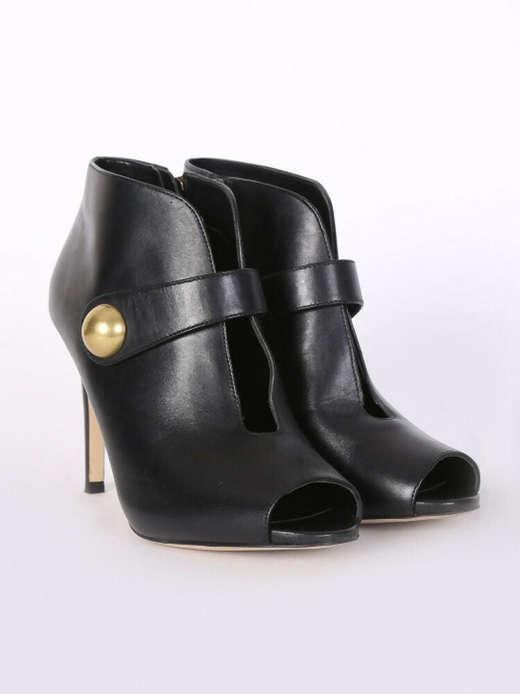 Agnes Leather Open Toe Ankle Boots - Endless