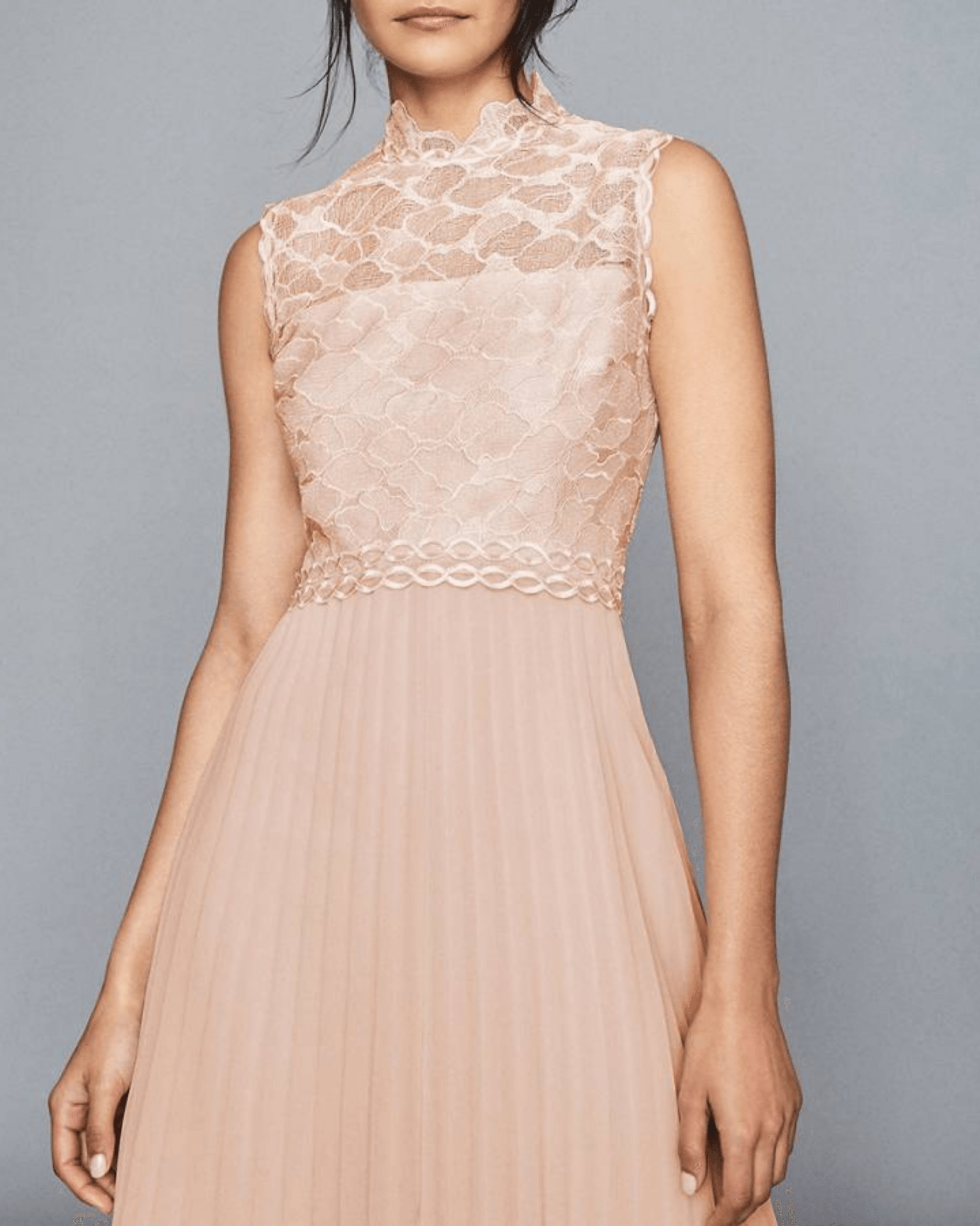 Aideen Lace Detail Pleated Midi Dress - Endless - UAE Rental and Resale for Women's Fashion