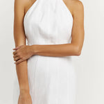 Aisle White Linen High Neck Dress - Endless - UAE Rental and Resale for Women's Fashion