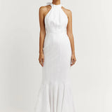 Aisle White Linen High Neck Dress - Endless - UAE Rental and Resale for Women's Fashion