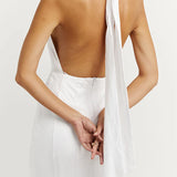 Aisle White Linen High Neck Dress - Endless - UAE Rental and Resale for Women's Fashion