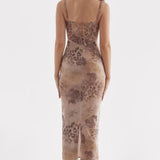 Aiza Cream Floral Print Maxi Dress