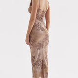 Aiza Cream Floral Print Maxi Dress