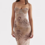 Aiza Cream Floral Print Maxi Dress