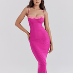 Aiza Raspberry Lace Trimmed Maxi Dress - Endless - UAE Rental and Resale for Women's Fashion