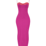 Aiza Raspberry Lace Trimmed Maxi Dress - Endless - UAE Rental and Resale for Women's Fashion