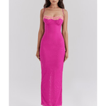 Aiza Raspberry Lace Trimmed Maxi Dress - Endless - UAE Rental and Resale for Women's Fashion