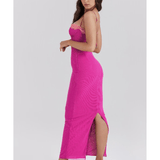 Aiza Raspberry Lace Trimmed Maxi Dress - Endless - UAE Rental and Resale for Women's Fashion