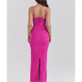 Aiza Raspberry Lace Trimmed Maxi Dress - Endless - UAE Rental and Resale for Women's Fashion