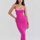 Aiza Raspberry Lace Trimmed Maxi Dress - Endless - UAE Rental and Resale for Women's Fashion