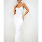 Aldona Slinky Jersey Rose Detail Evening Gown in White - Endless - UAE Rental and Resale for Women's Fashion