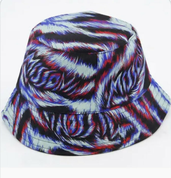 Abstract swirl print bucket hat in blue, black, red and white tones — Missoni | Endless UAE