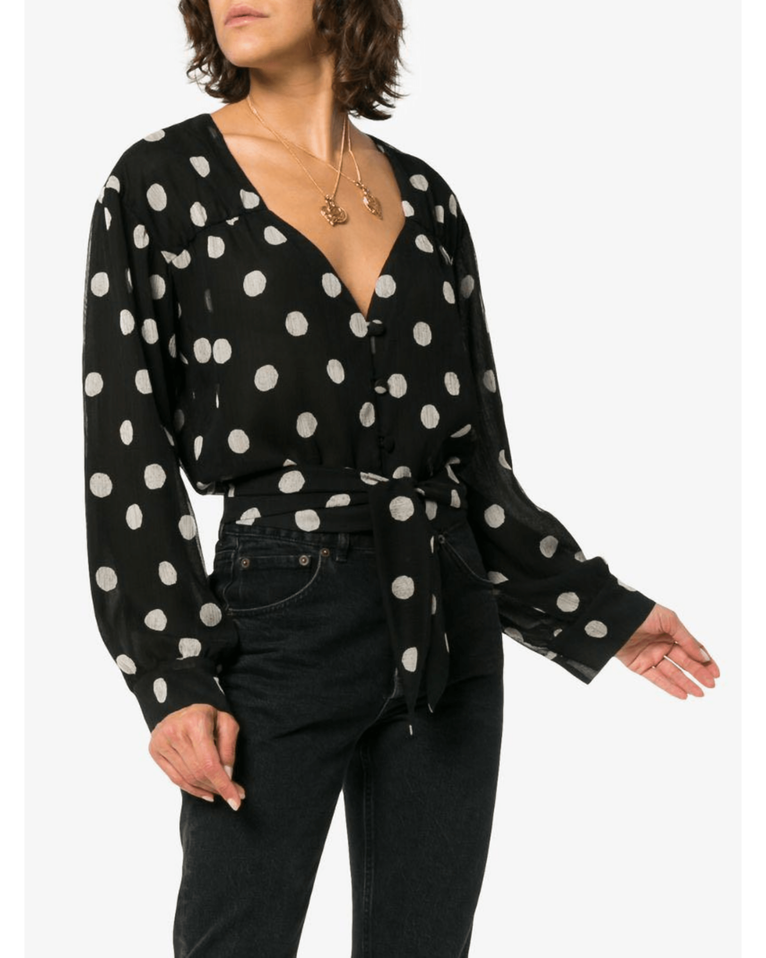 Amulet Polka Dot Chiffon Blouse - Endless - UAE Rental and Resale for Women's Fashion