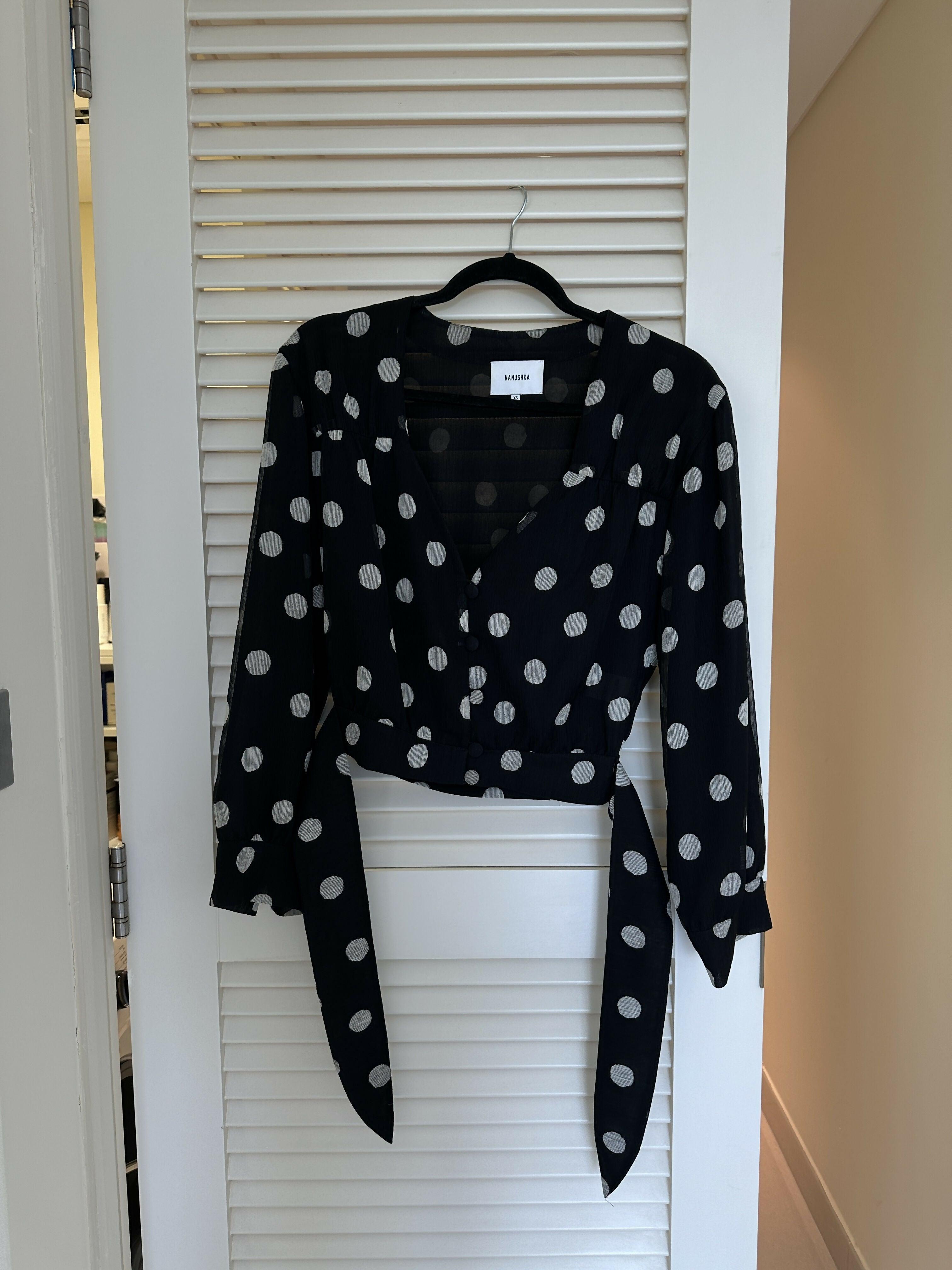 Amulet Polka Dot Chiffon Blouse - Endless - UAE Rental and Resale for Women's Fashion