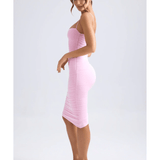 Anaisa Asymmetric Ruched Midi Dress - Endless - UAE Rental and Resale for Women's Fashion