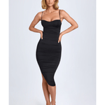 Anaisa Asymmetric Ruched Midi Dress - Endless - UAE Rental and Resale for Women's Fashion
