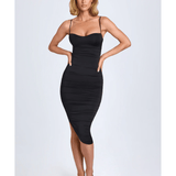Anaisa Asymmetric Ruched Midi Dress - Endless - UAE Rental and Resale for Women's Fashion