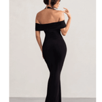 Anisa Black Halter Neck Bardot Maxi Dress - Endless - UAE Rental and Resale for Women's Fashion