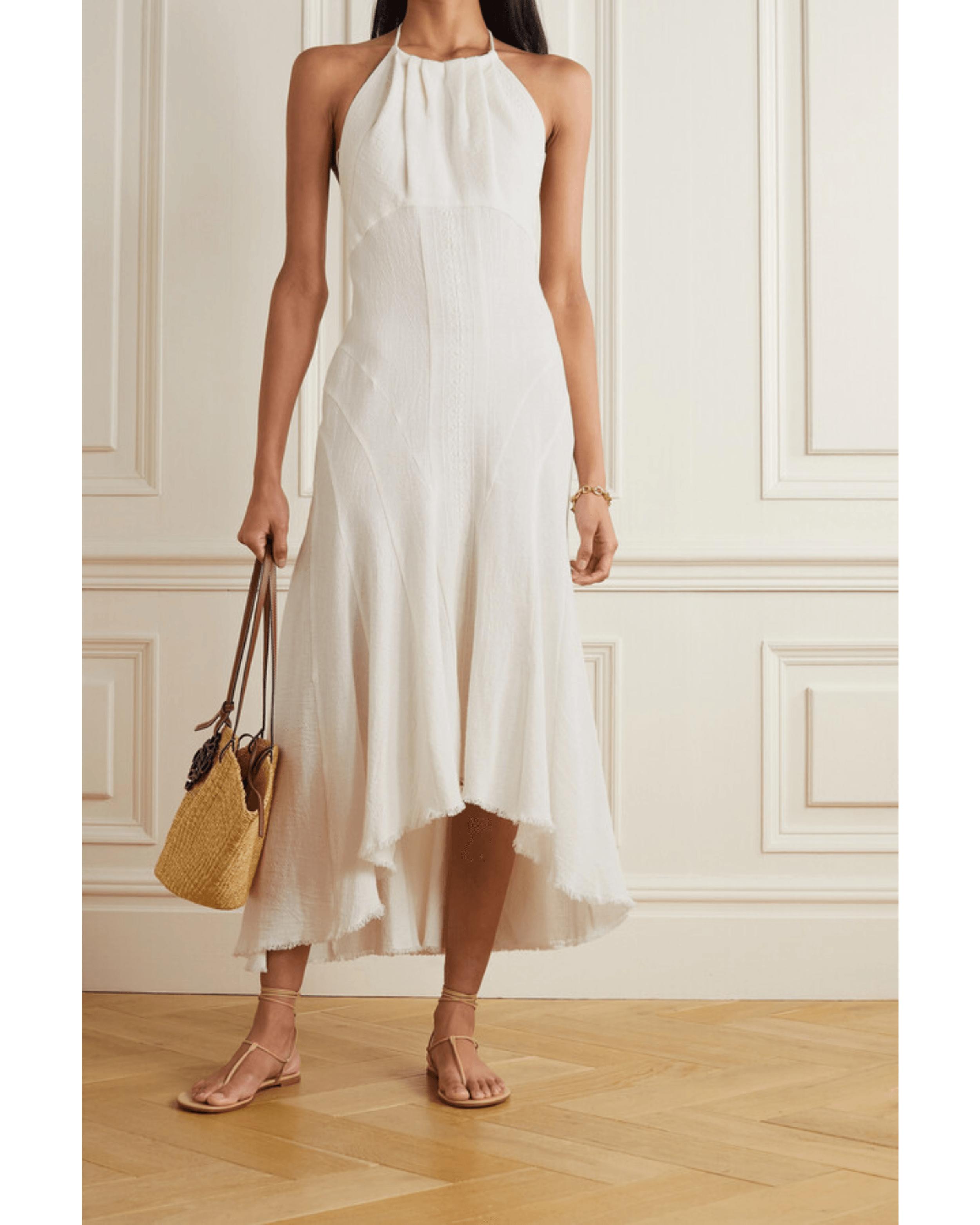 Asymmetric Cotton Halterneck Midi Dress - Endless - UAE Rental and Resale for Women's Fashion
