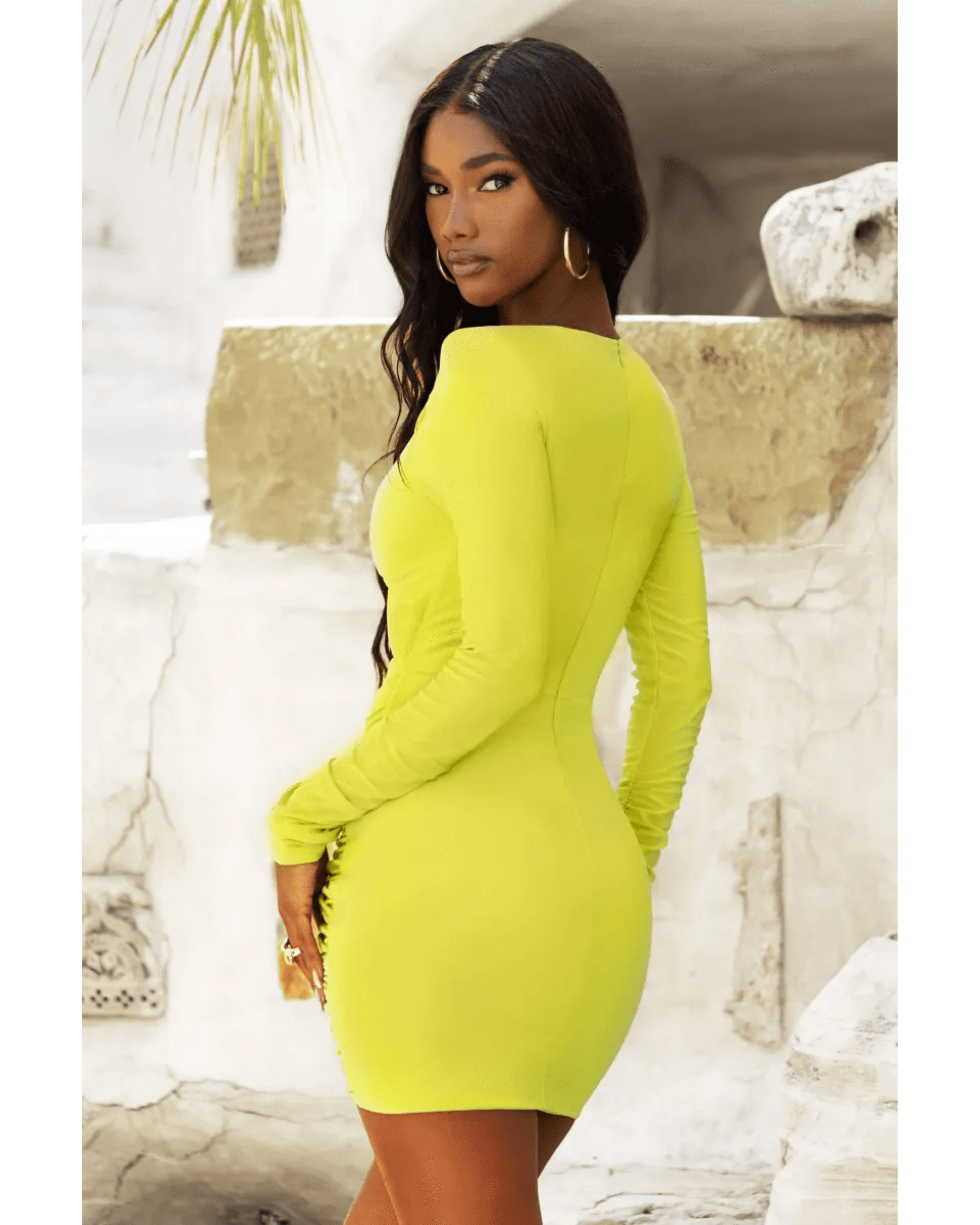 Asymmetric Neck Cut Out Ruched Mini Dress - Endless - UAE Rental and Resale for Women's Fashion