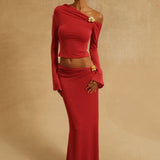 Asymmetrical Maxi Co-Ord With Floral Hardware - Endless - UAE Rental and Resale for Women's Fashion