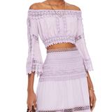 Atria Cropped Off-the-shoulder Crocheted Lace And Cotton-blend Voile Top - Endless - UAE Rental and Resale for Women's Fashion