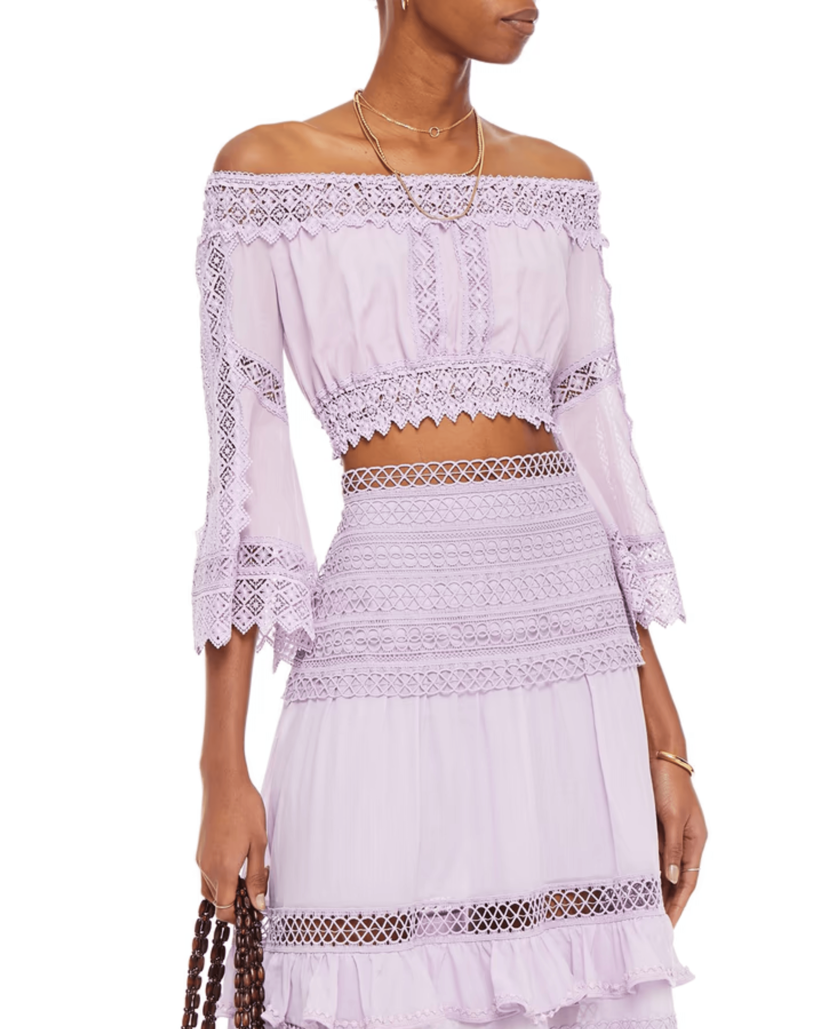 Atria Cropped Off-the-shoulder Crocheted Lace And Cotton-blend Voile Top - Endless - UAE Rental and Resale for Women's Fashion