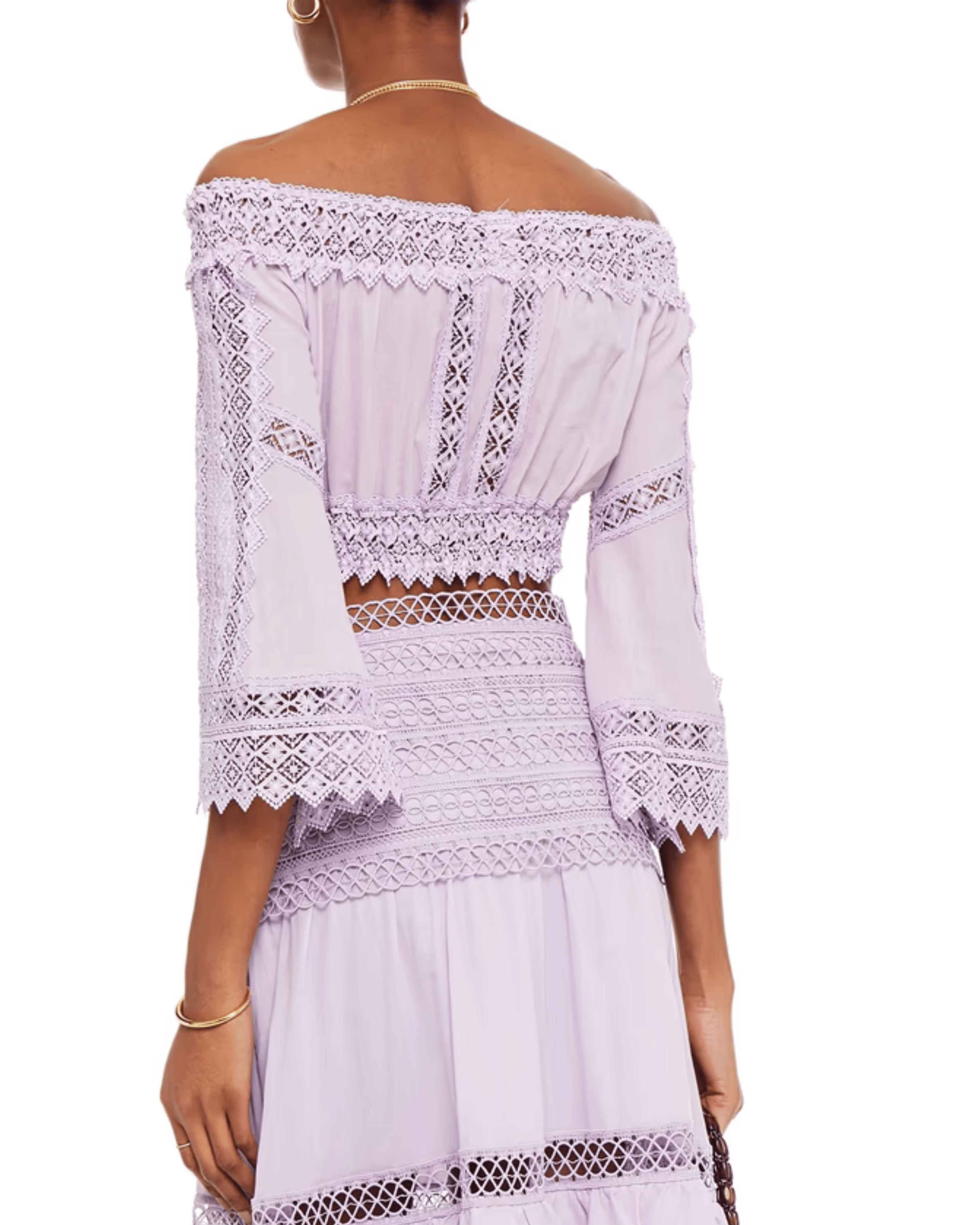 Atria Cropped Off-the-shoulder Crocheted Lace And Cotton-blend Voile Top - Endless - UAE Rental and Resale for Women's Fashion